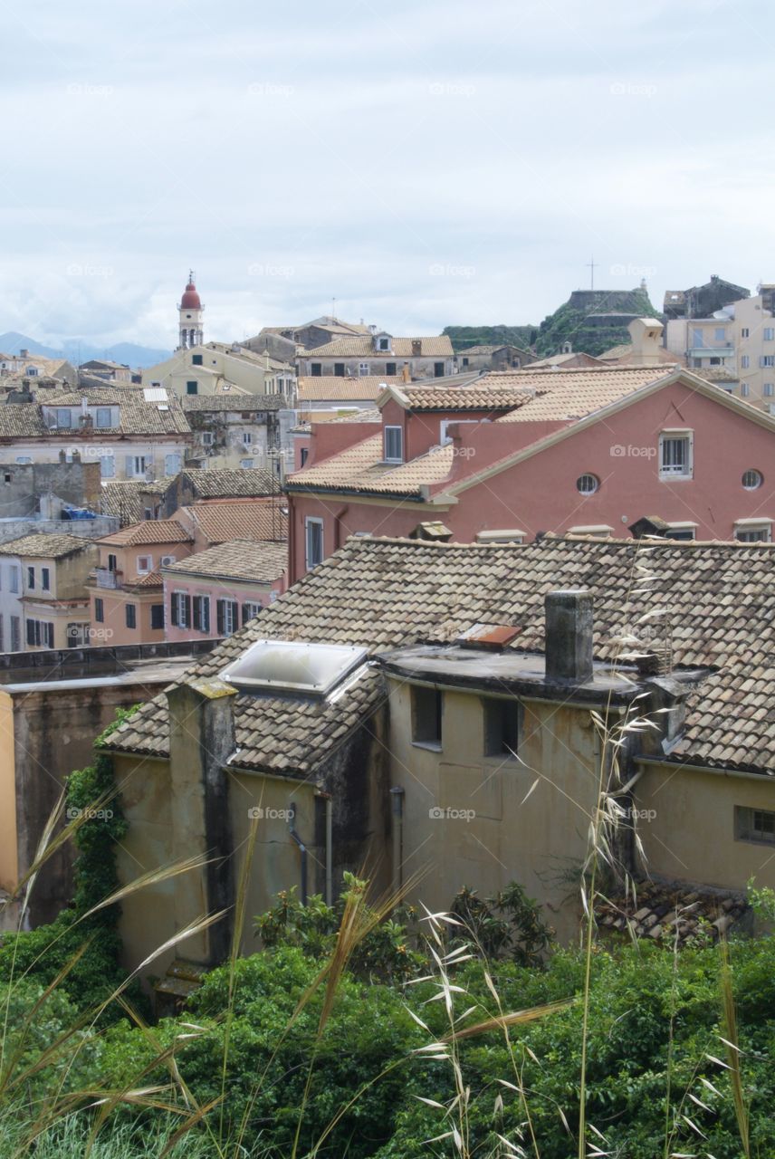 Looking over the rooftops, Corfu Town, Greece