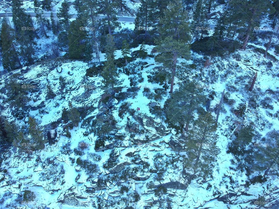 Aerial view of snowy mountains