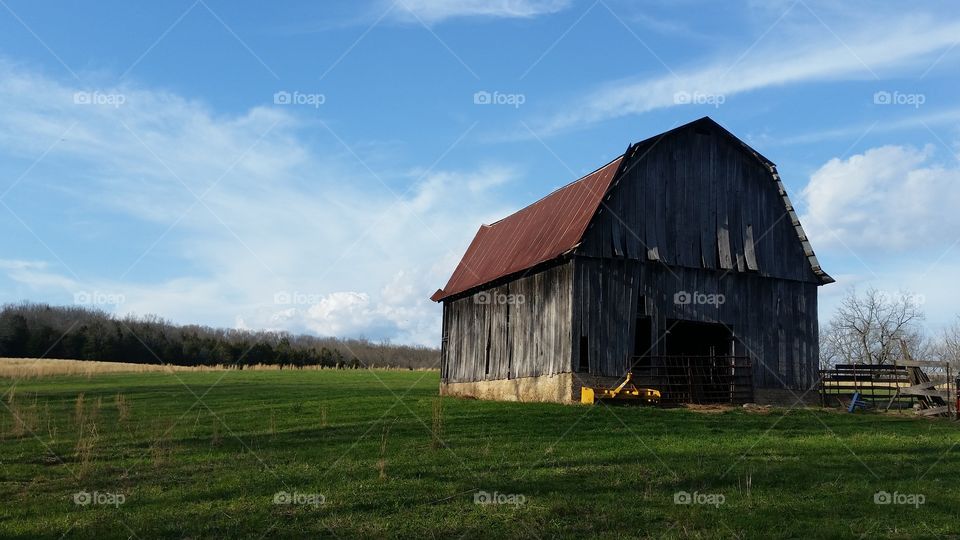 Vintage barn in spring
