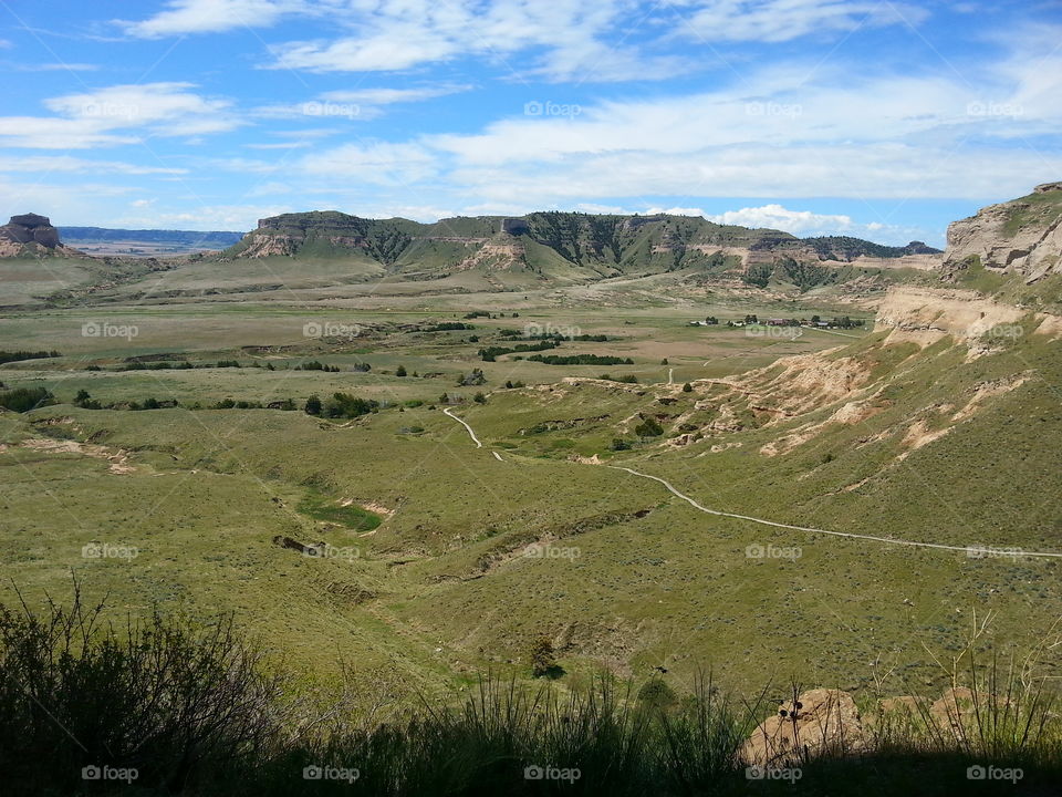 Out doors. Great day to go on a hike