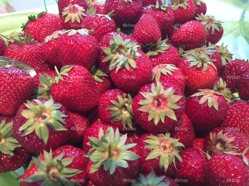 Strawberries on a plate.