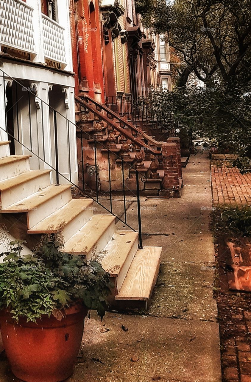 Morning's Rainy Sidewalk