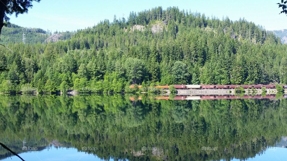 train on the lake