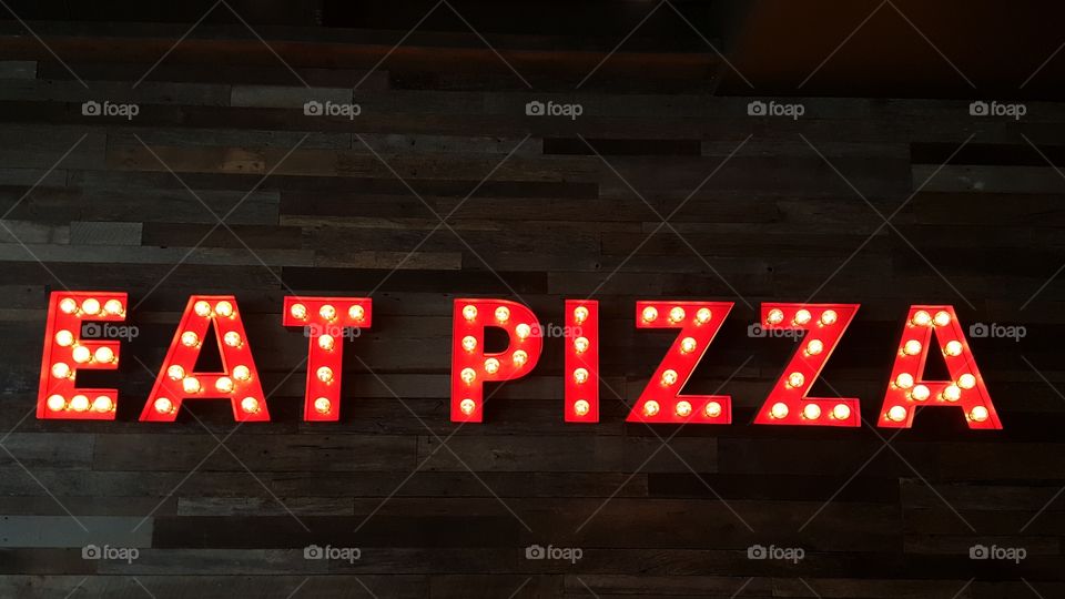 Eat Pizza Red Sign