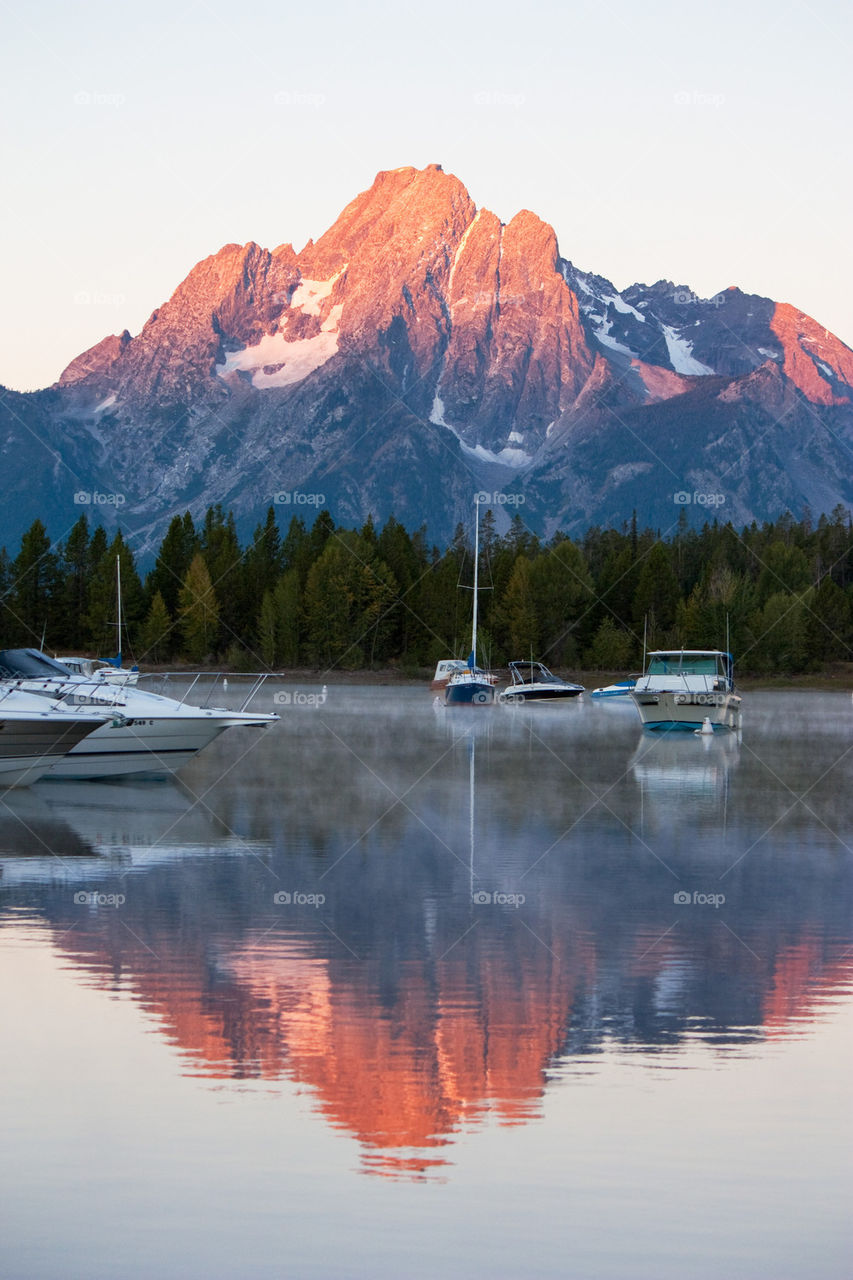 Mountain reflecting on lake