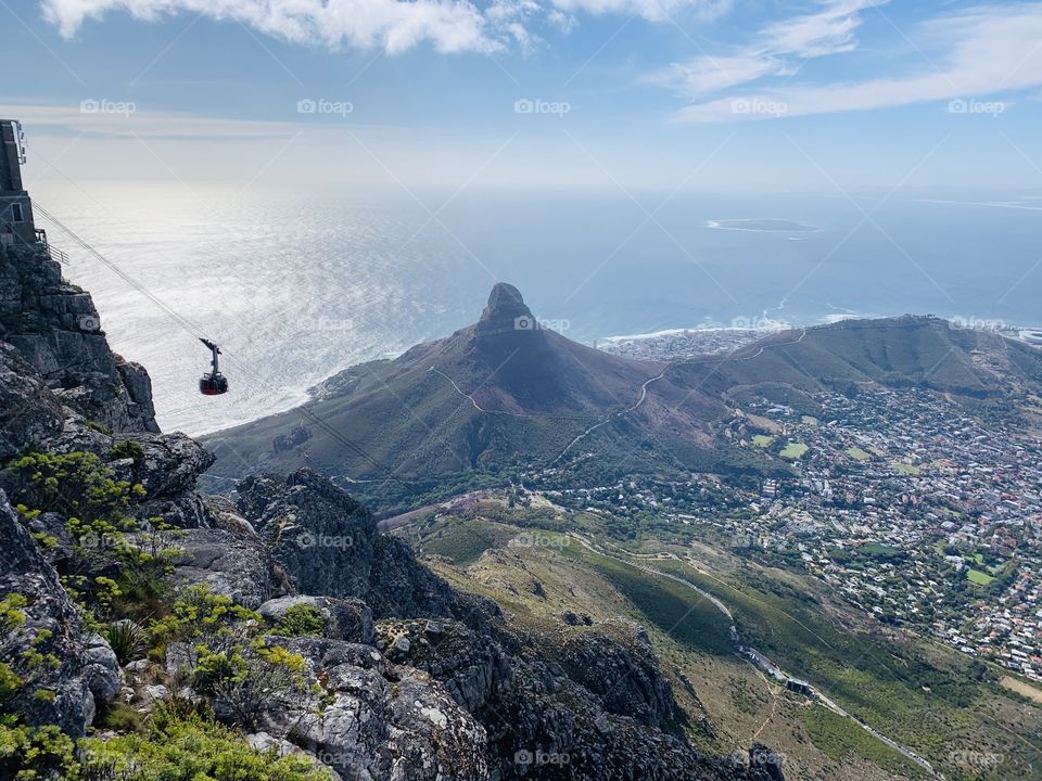 Cable car on top of Table Mountain 