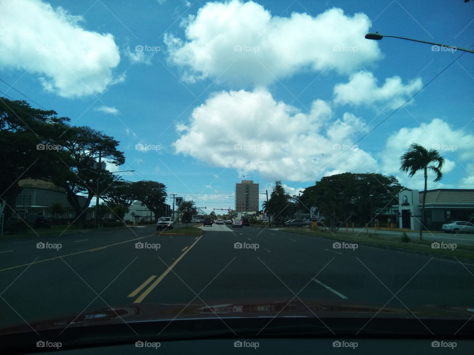 clear road and clouds