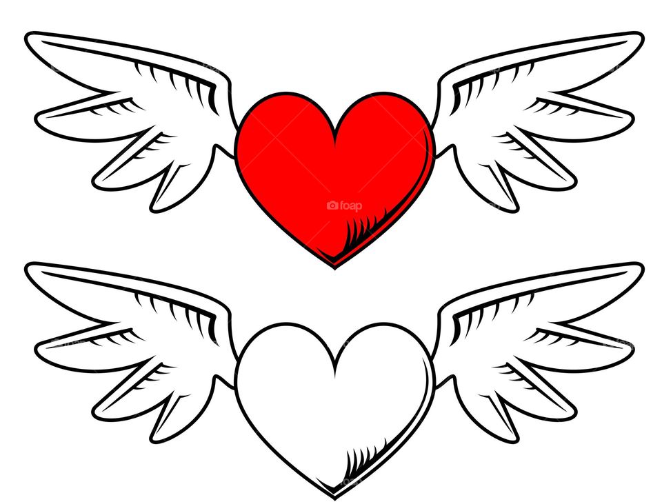 Valentine's Day winged cartoon heart