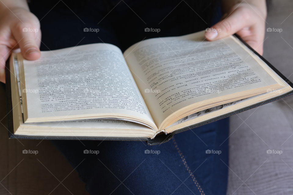 woman reading book