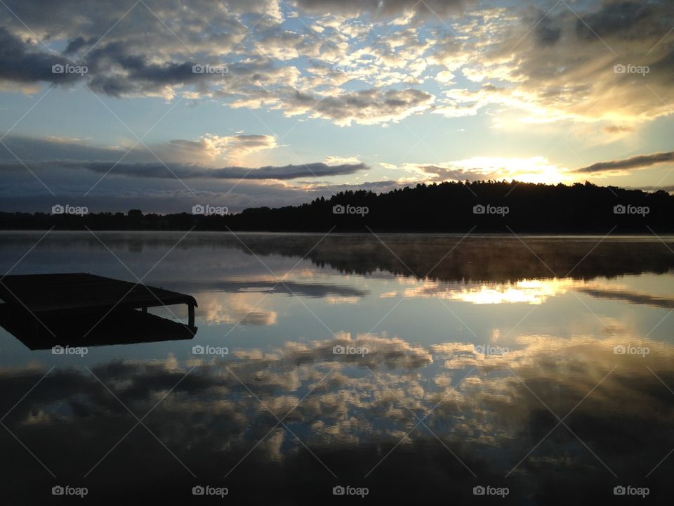 Sunrise over the lake in Poland 