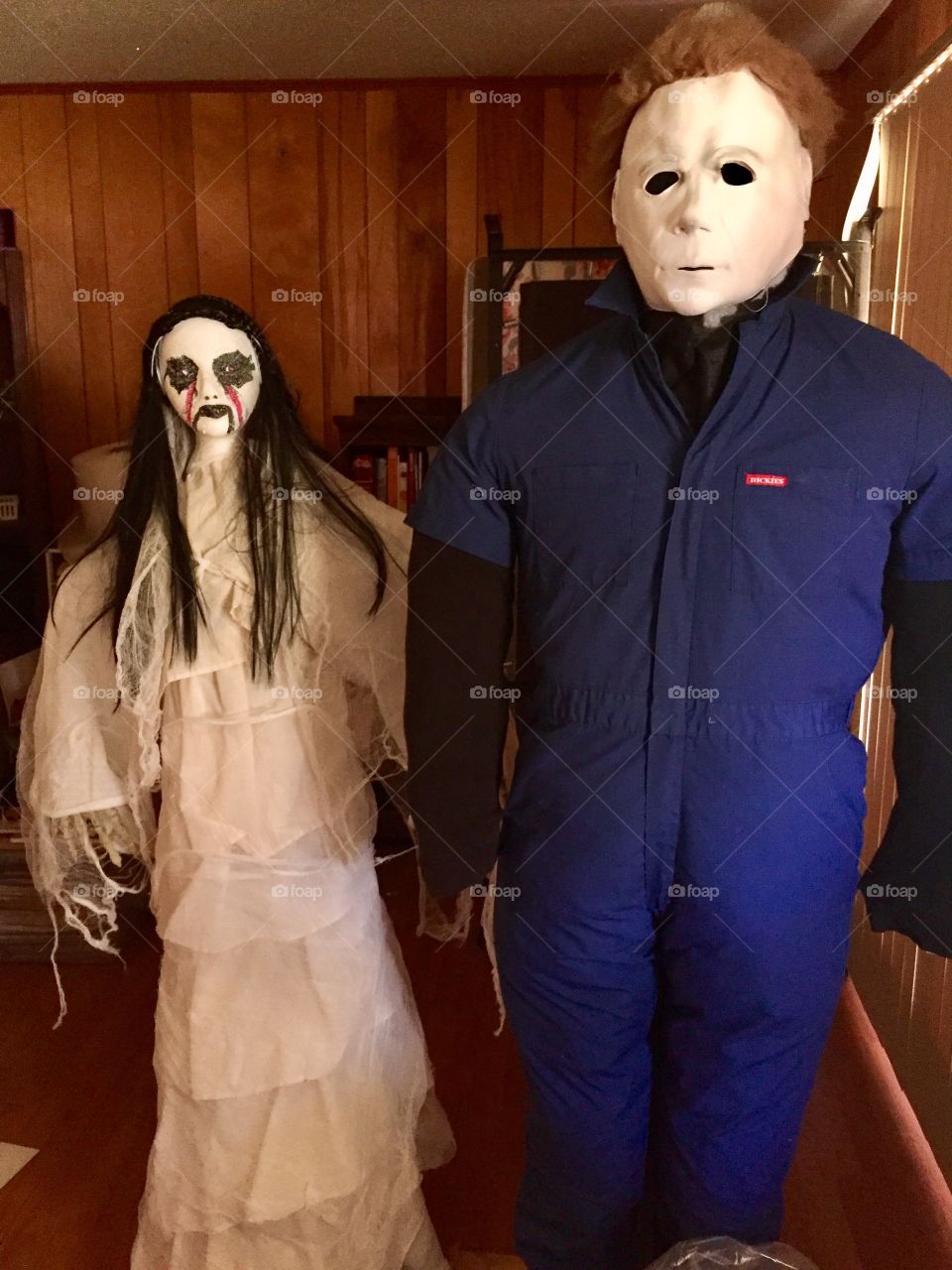 Michael Myers and a zombie Halloween decorations