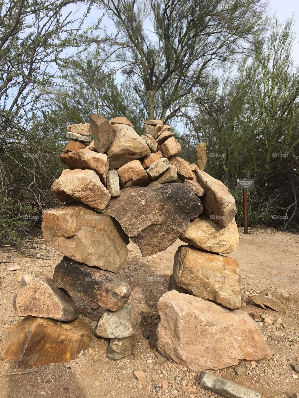 Saguaro National Park stacked rocks heart