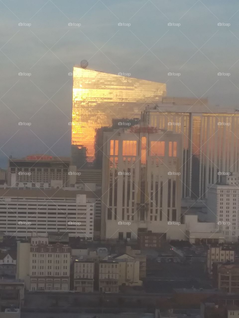 Sun setting on Atlantic City