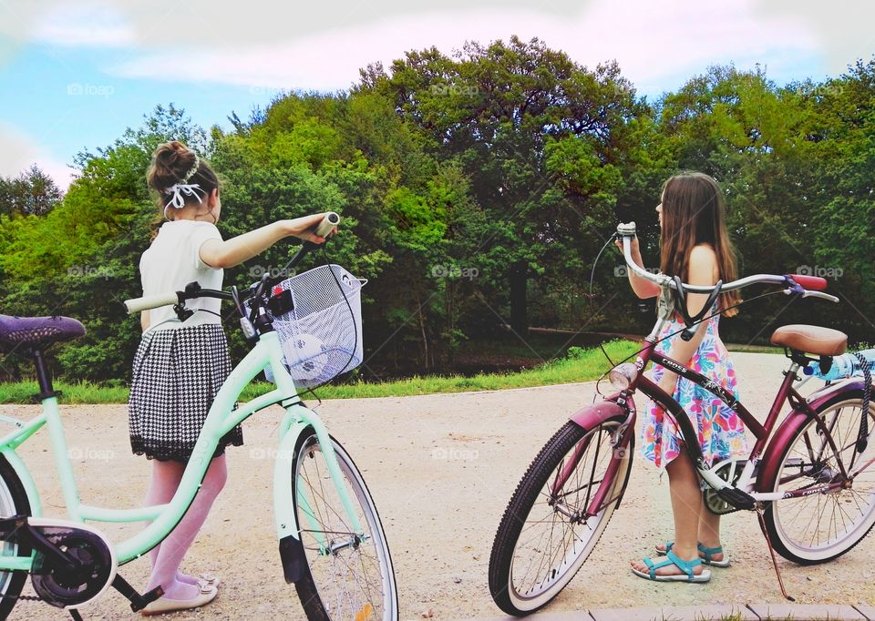 holidays, childern with bikes in park