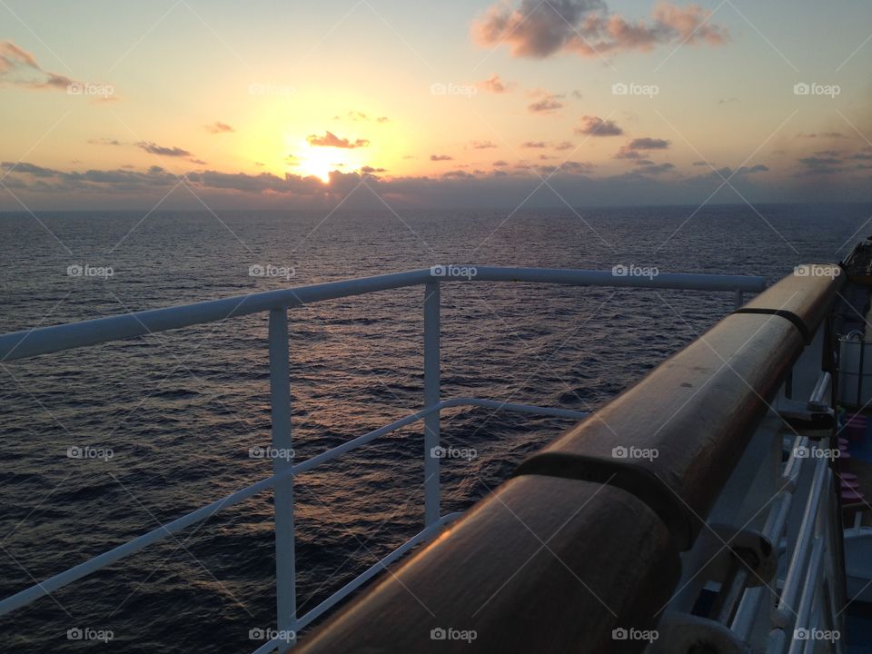 Cruise ship at sunset