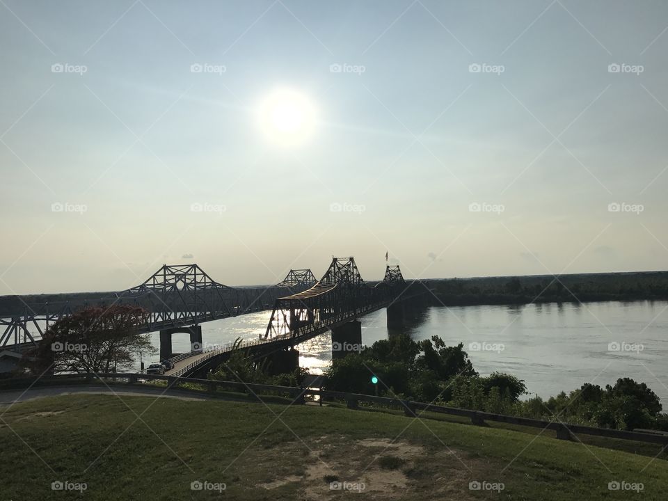 The mighty Mississippi River in the town of Vicksburg, the site of the pivotal Civil War Battle of Vicksburg. 