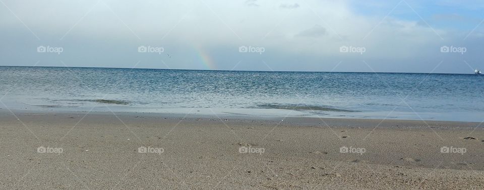 water strand beach sand Rainbow Regenbogen Wetter see