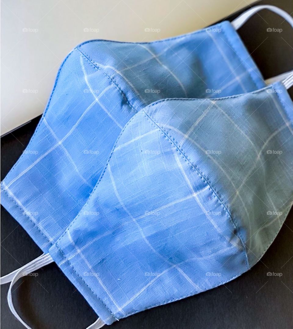 100% breathable, washable and reusable beautiful blue masks.