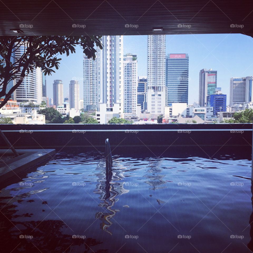 Bangkok City Skyline. View from my hotel pool whilst in Bangkok