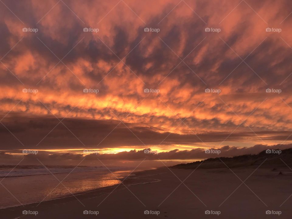 Red beach sunset