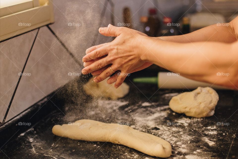 Woman making bread
