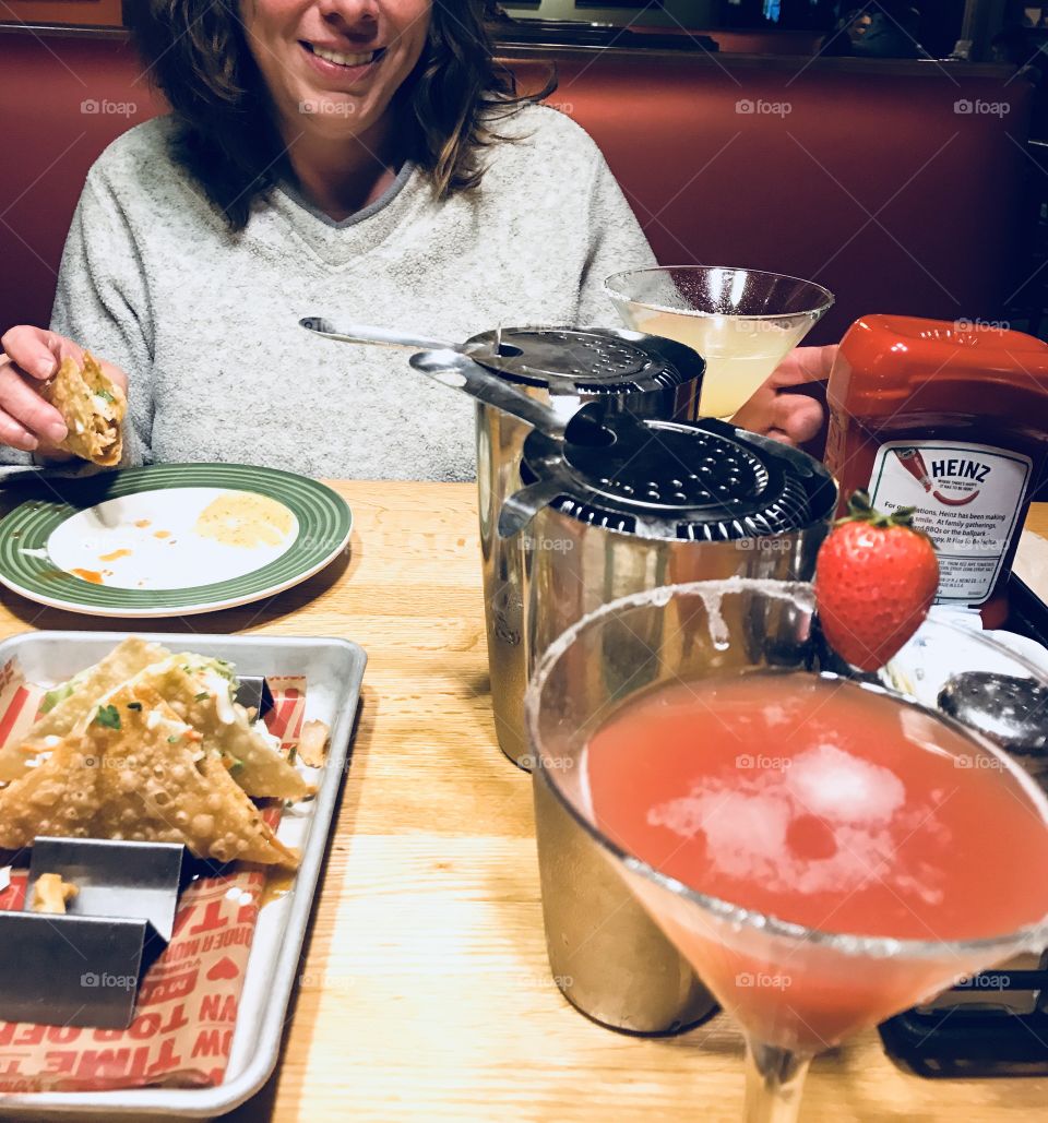 Won Ton Tacos with a Strawberry Perfect Margarita