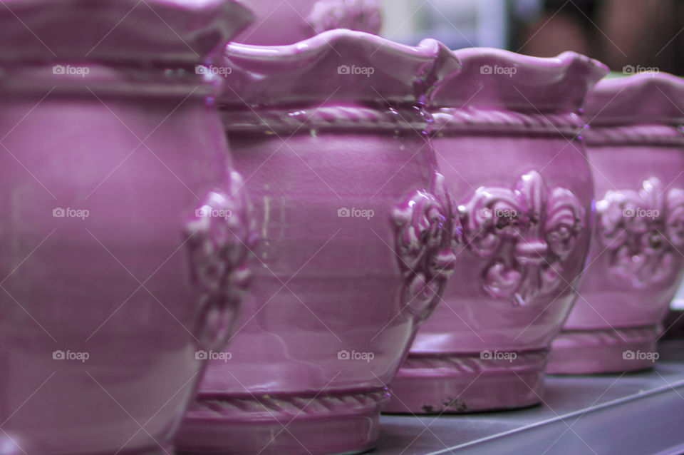 Pink decorative flower pots