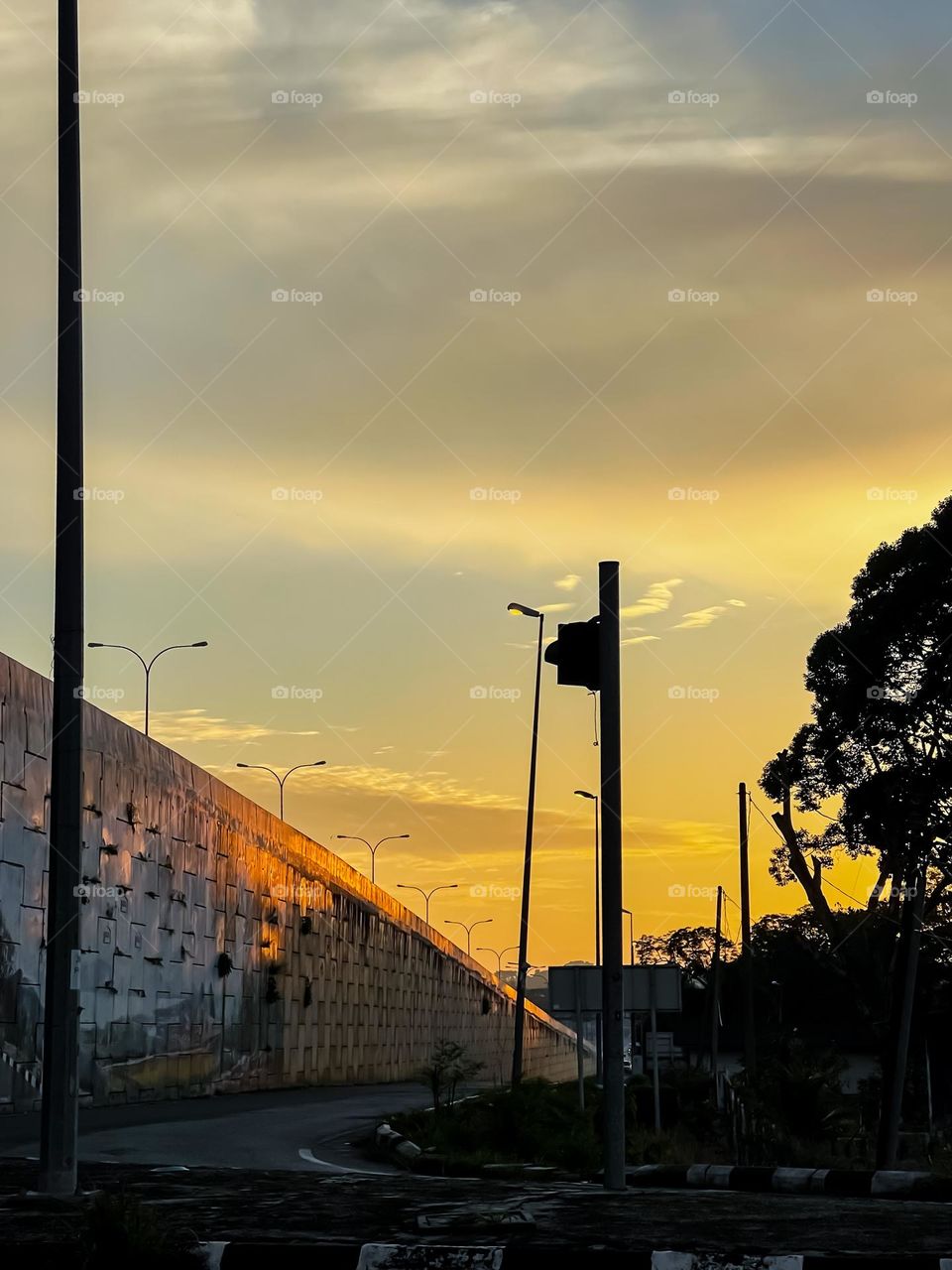 View of sunrise in a local town