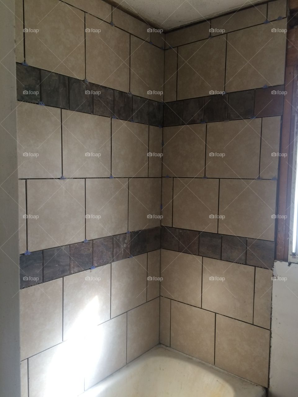 Tiled shower. 