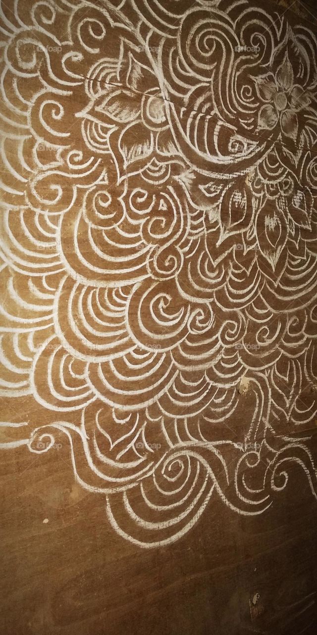 Floral flower painting using white chalk.