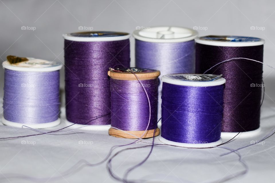 Close up purple spools