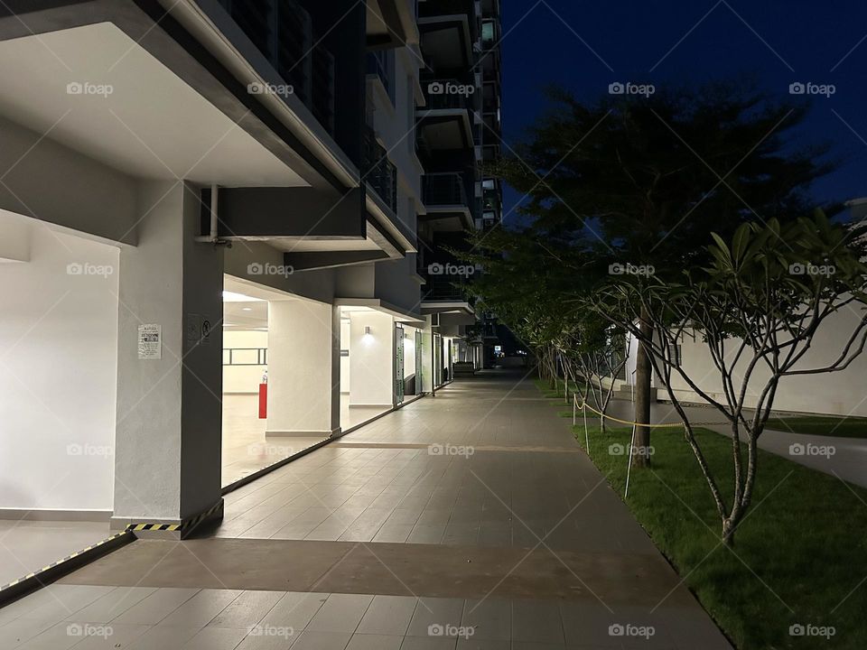 Walk in pathway silence night at candominium