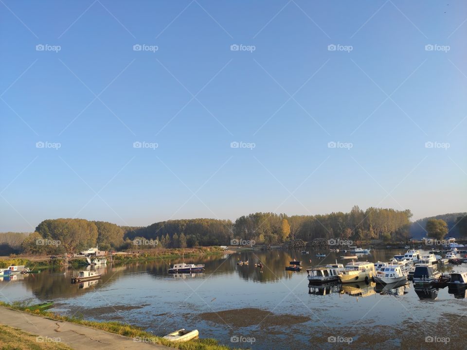Kovin Serbia river Danube canal in sunset and in autumn