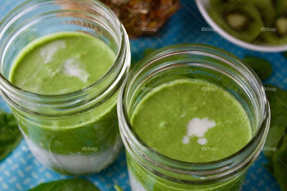 Delicious smoothie in jar