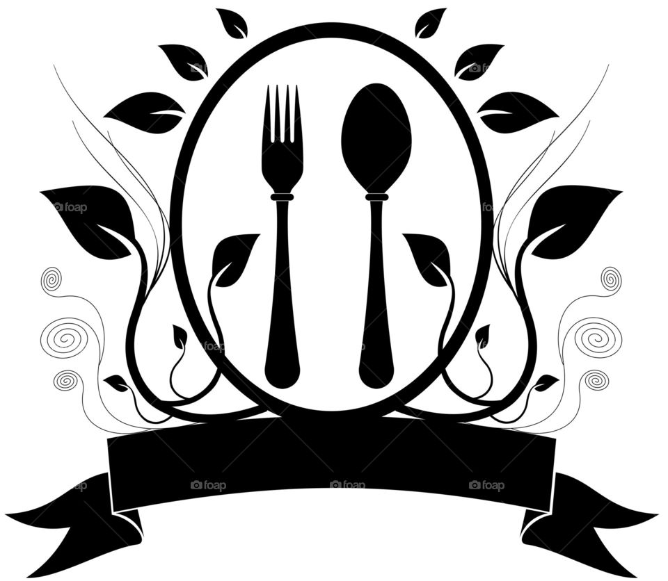 Spoon fork organic natural food with banner and copy space