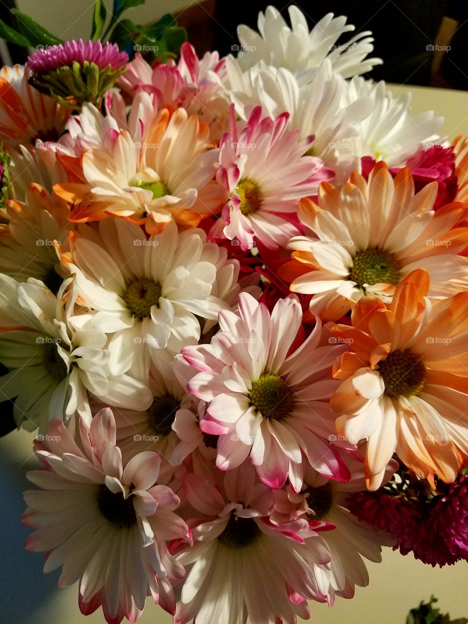 Gift bouquet of flowers, peach colors.