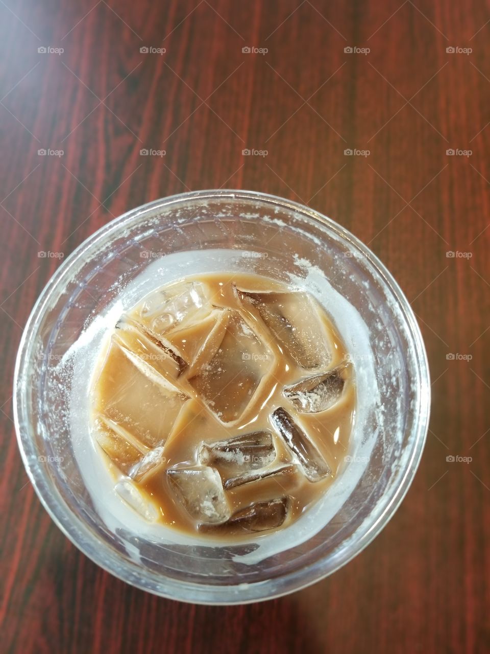 top of half full iced coffe