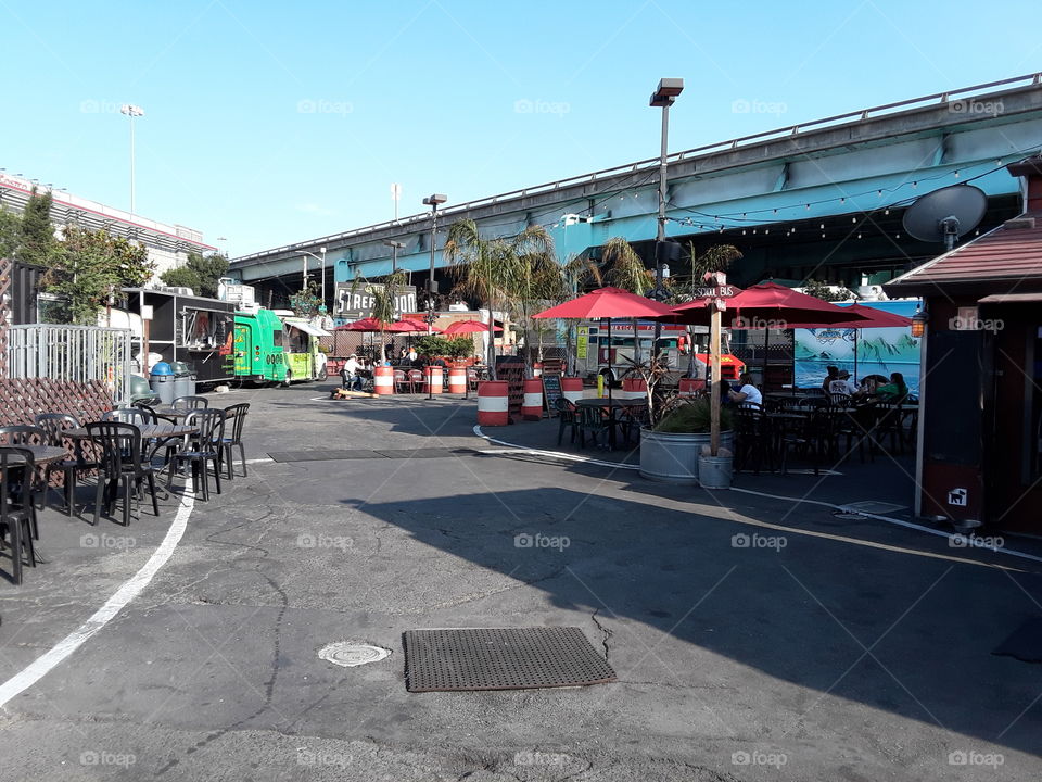 Outdoor food truck market SOMA San Francisco