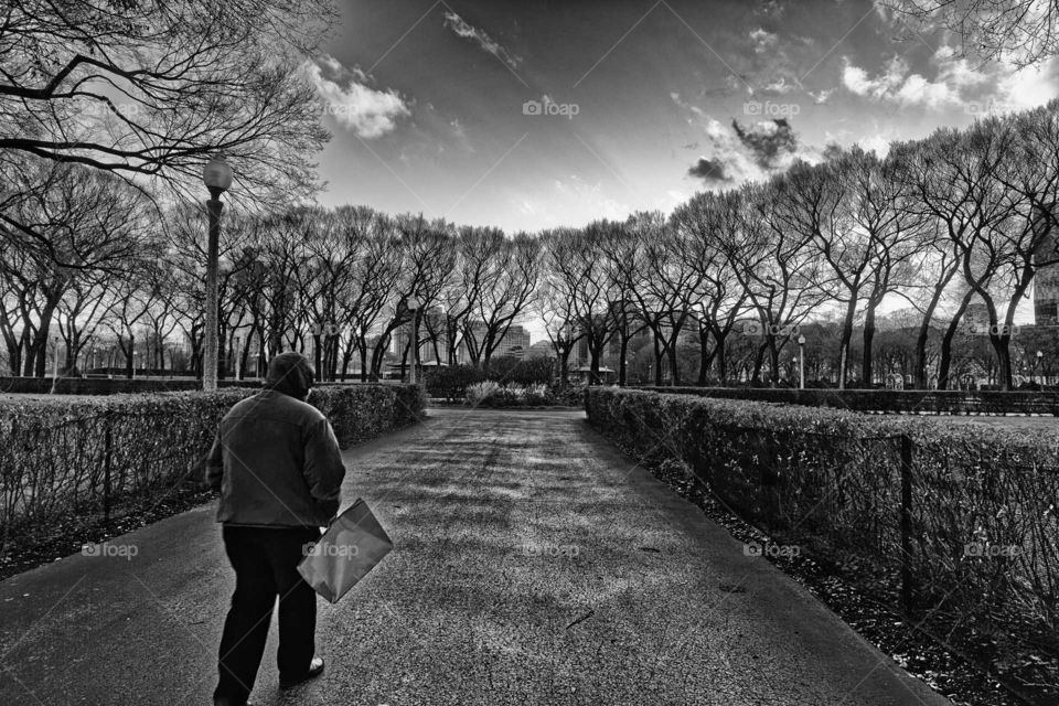 walking alone black and white