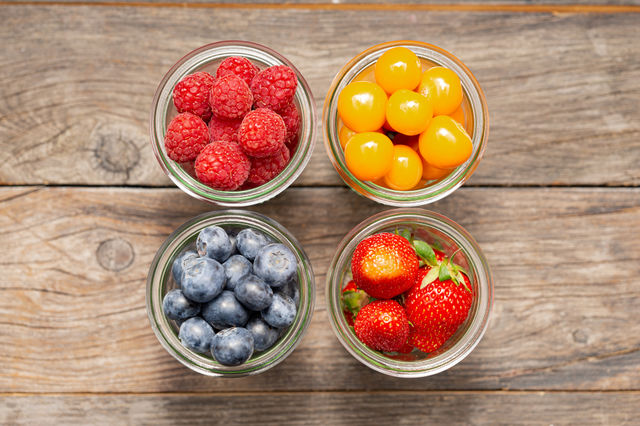 berry mix in glasses top view