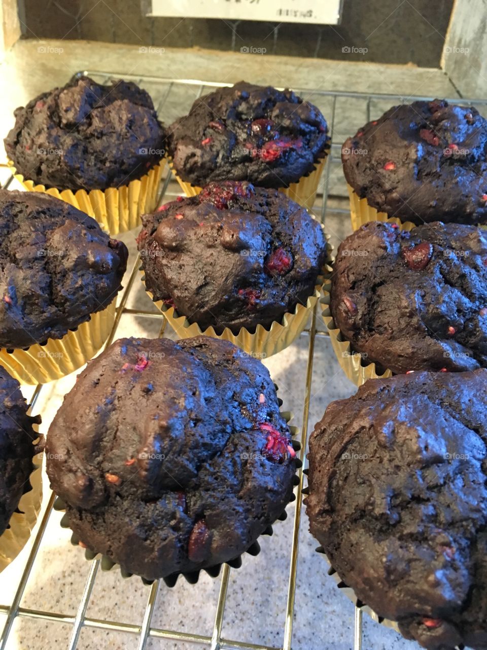 Raspberry dark chocolate muffins! Delicious! 