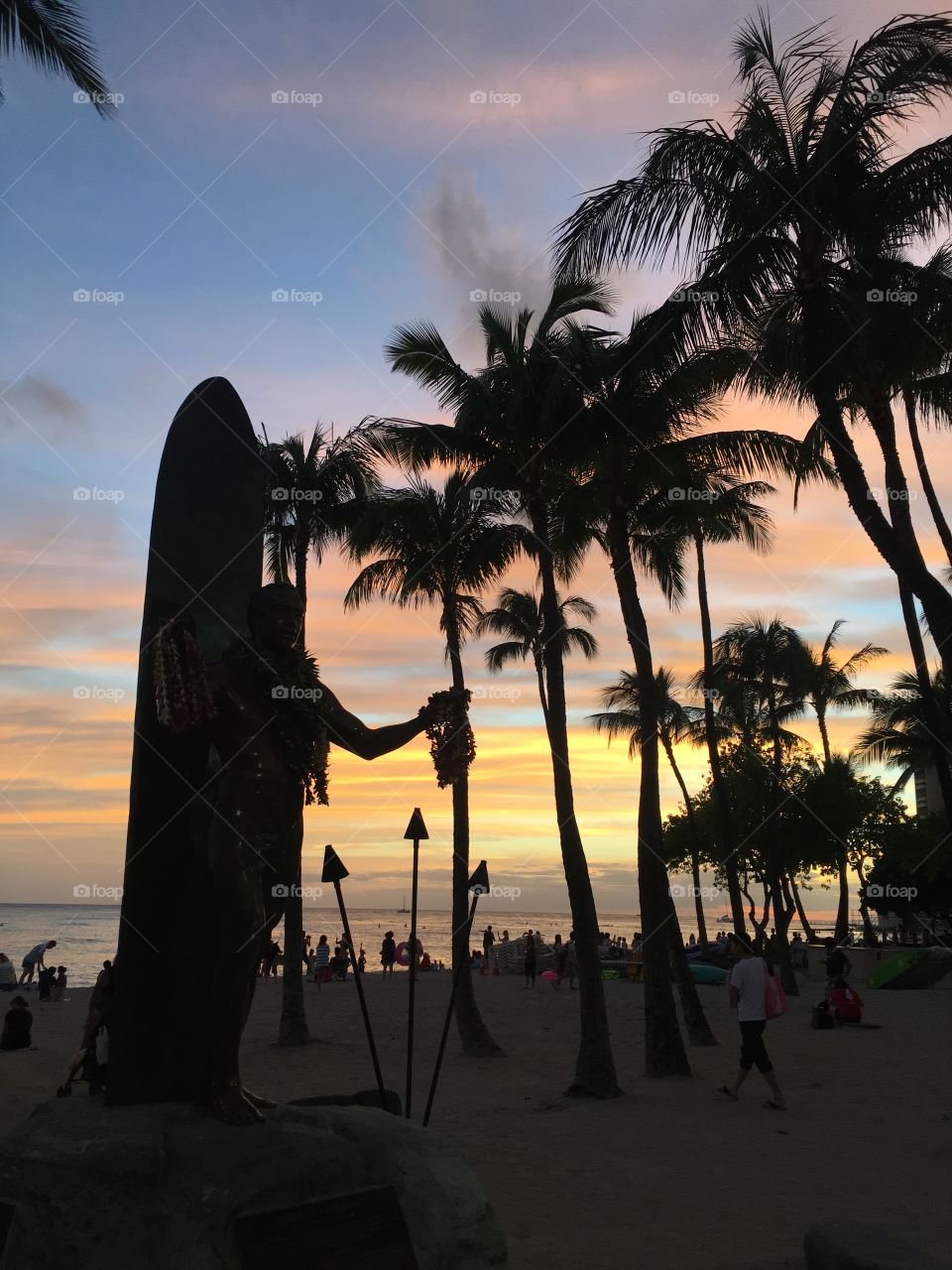 Blessing of Duke in Waikiki at sunset 