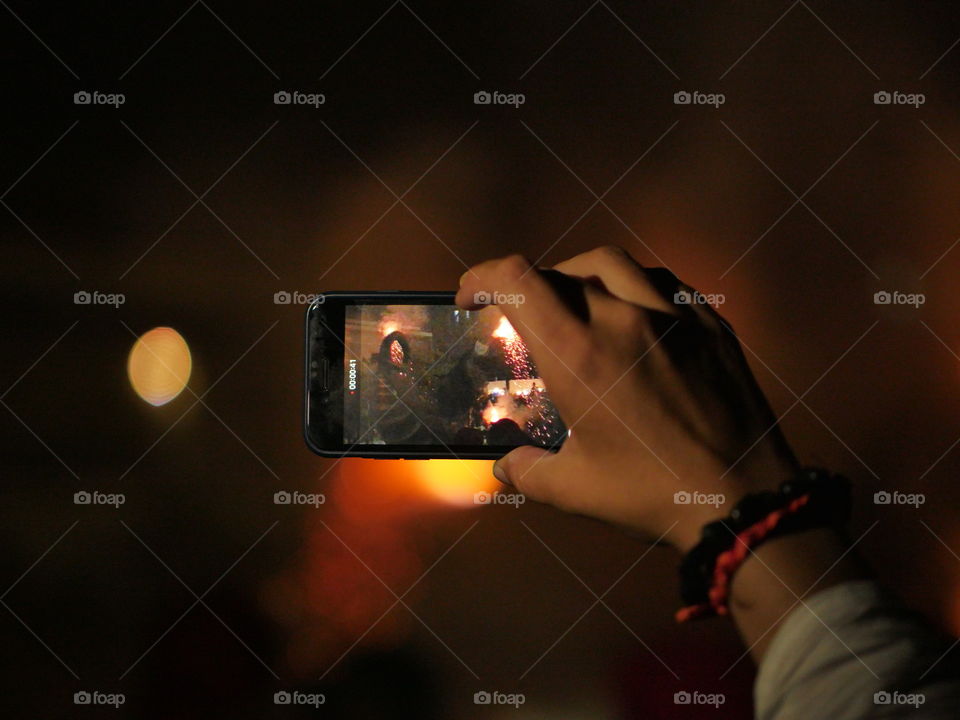 Hand phone fireworks