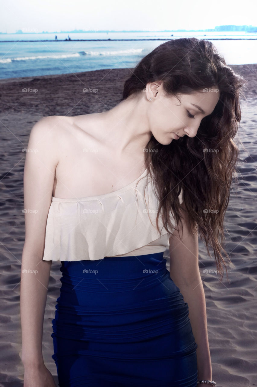 girl dress sand sea by zebisphoto