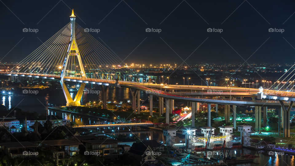 King rama 9 highway bridge in Bangkok Thailand 