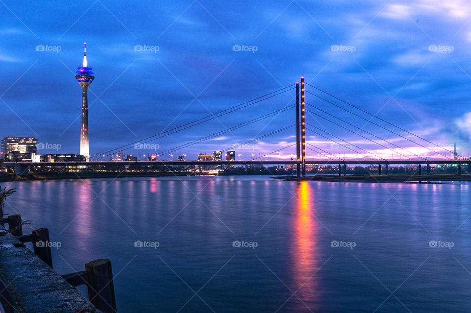 Duesseldorf city view at blue hours