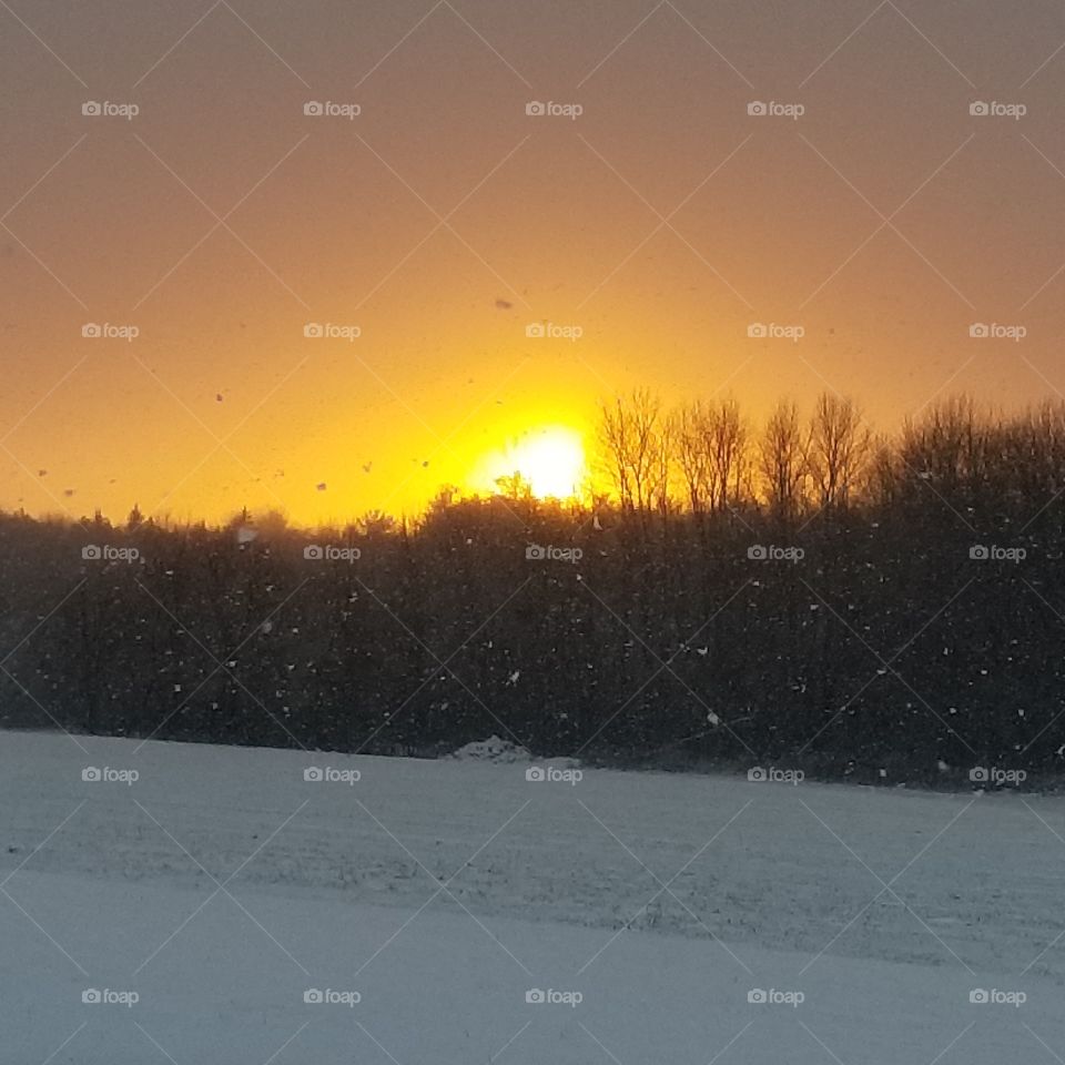 Snow, Winter, Landscape, Dawn, Sunset