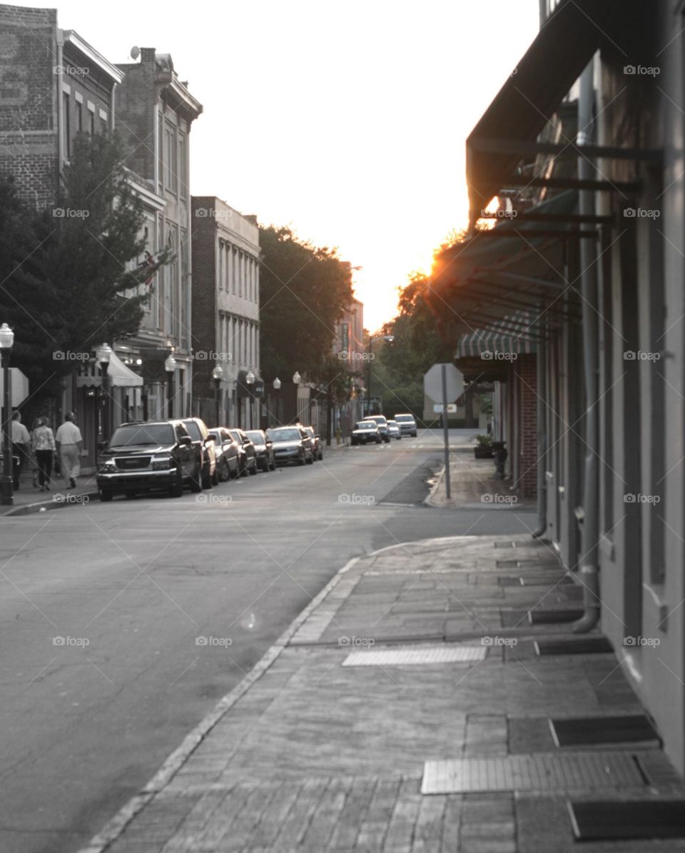 quiet street in downtown Savannah, Georgia