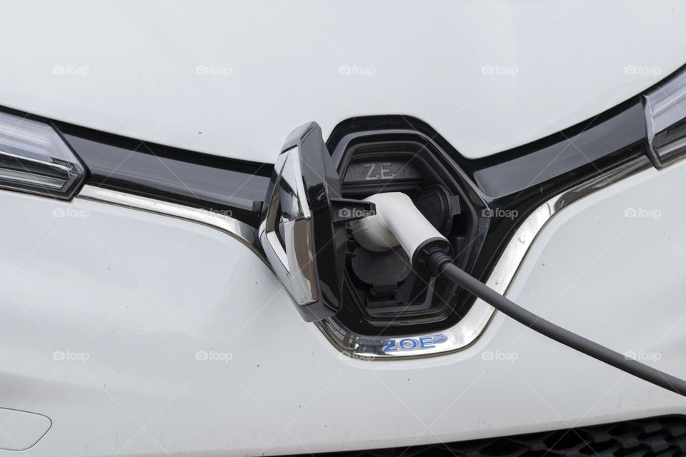 An Electrical Cable From A Renault Zoe Car At Amsterdam The Netherlands 3-6-2024