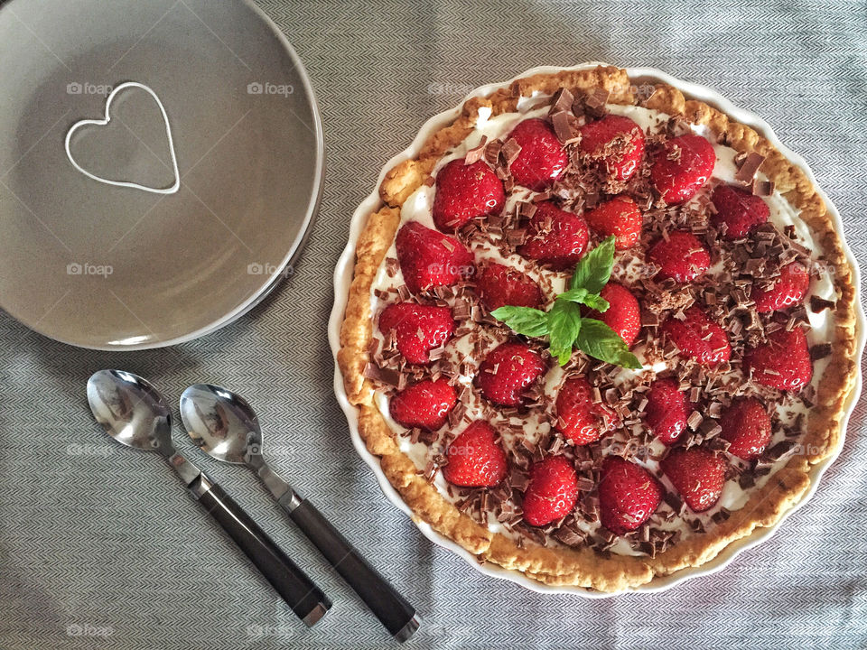 Sweetfood with heart shape plate